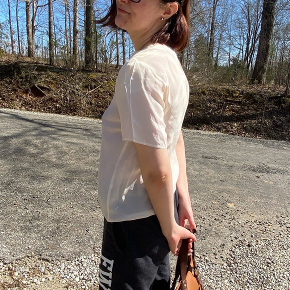 Anna and Frank Cream Vintage Tunic Blouse with Shoulder Pads - Picture 2 of 10